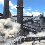 This 36 metre high, 480 ton, brick lined stack, was mechanically dropped by DARKLING DEMOLITION in 2011, at RAND CARBIDE, and landed just 16 centimetres short of where it was calculated to land.
High volume lead acid battery recycling is done on a daily basis in all DARK.MET ALS facilities and is
done in an environmentally safe and professional manner. Certificates are issued to all clients as proof of this.
Another view