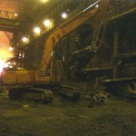 DARKLING DEMOLITION paid TRANS ALLOYS to destroy their Furnace 5 and completed the demolition collectively in 9 days in March 2013. Furnace 7 taps molten manganese in the background.