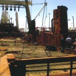 The burned out shell of a 146 metre long fishing trawler that DARK METALS cut up in 2012.