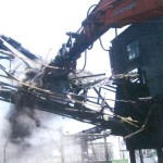 Aerial demolition done with sophisticated attachments allows for increased safety and better producrion while
while eliminating the risk of anyone falling from heights.